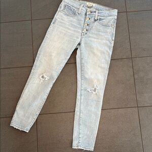 Madewell 9” High Rise Blue Jeans Distressed Button Fly Denim